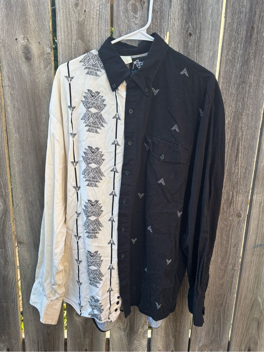 Vintage Roper Rodeo Men's Western Two-Tone Black & Cream Button-Up